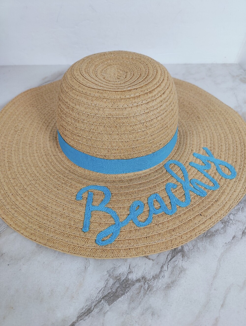 EUC Accessory Depot Wide Brim Woven 'Beachy' Embroidered Sun Hat, OS